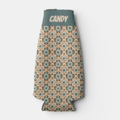 Faux Crochet Teal Cream Bottle Cooler ボトルクーラー (正面)