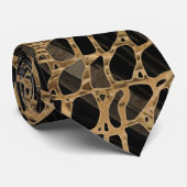 Faux Crocodile Black Liquid Marble and gold ネクタイ (ロール)