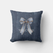 Faux Denim Blue Jean Bow クッション (正面)