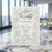 Faux Embossed 3D Floral Bas-Relief Effect 招待状