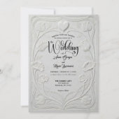 Faux Embossed 3D Relief Floral Formal Wedding 招待状 (正面)
