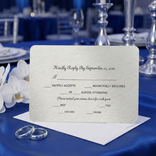 Faux Embossed Effect Swans And Roses 出欠カード