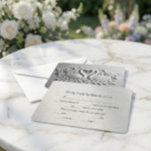 Faux Embossed Effect Swans And Roses 出欠カード