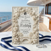 Faux Embossed Floral Relief Effect Classic Wedding 招待状