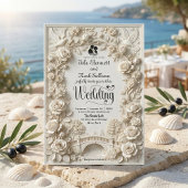 Faux Embossed Floral Relief Effect Classic Wedding 招待状