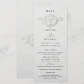 Faux Embossed Floral Wedding Flat Menu メニュー (正面/裏面)