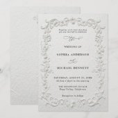 Faux Embossed Floral Wedding Invitation 招待状 (正面/裏面)