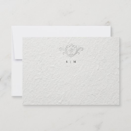 Faux Embossed Floral Wedding RSVP Card (裏面)