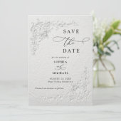 Faux Embossed Floral Wedding Save the Date  I 招待状 (スタンド正面)