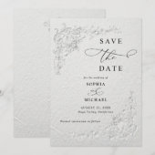 Faux Embossed Floral Wedding Save the Date I 招待状 (正面/裏面)