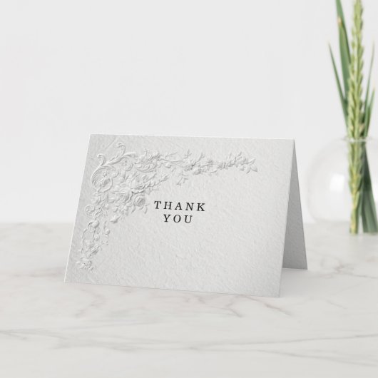 Faux Embossed Floral Wedding Thank You Card サンキューカード (正面)