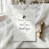 Faux Embossed Floral White 3D Sculpture Effect サンキューカード