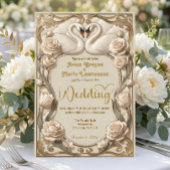 Faux Embossed Gold Regal Fairytale Wedding 招待状
