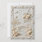 Faux Embossed Ivory Floral Scenic Relief Wedding 招待状 (裏面)