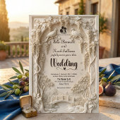 Faux Embossed Ivory Floral Scenic Relief Wedding 招待状