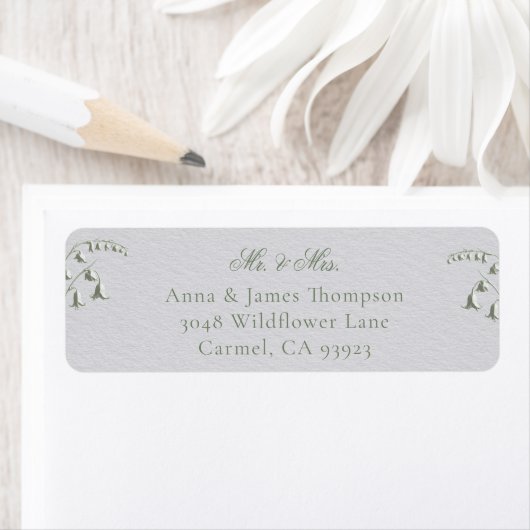 Faux Embossed Lily Valley Classic Address Label ラベル (インサイチュ)