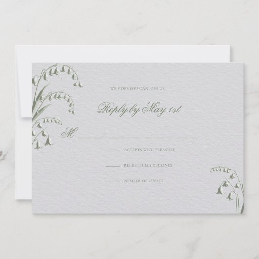 Faux Embossed Lily Valley Green Wedding Response (正面)