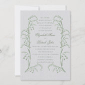 Faux Embossed Lily Valley Ivory Green Wedding 招待状 (正面)