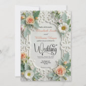 Faux Embossed Ornate Rococo Formal Wedding 招待状 (正面)
