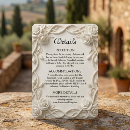 Faux Embossed Plaster Ivory Floral エンクロージャーカード