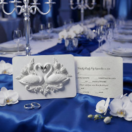 Faux Embossed Plaster Swans Heart Relief 出欠カード