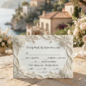 Faux Embossed Plaster White Floral Relief 出欠カード