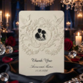 Faux Embossed Relief Cameo Silhouette Wedding サンキューカード