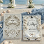 Faux Embossed Relief Sculpted Swans Wedding  招待状