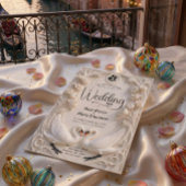Faux Embossed Relief Sculpted Swans Wedding  招待状