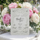 Faux Embossed Relief Swans Formal Wedding サンキューカード