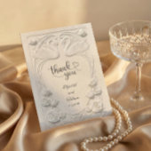 Faux Embossed Relief Swans Formal Wedding サンキューカード