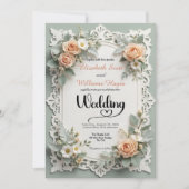 Faux Embossed Romantic Floral Summer Wedding 招待状 (正面)