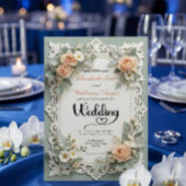 Faux Embossed Romantic Floral Summer Wedding 招待状