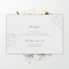 Faux Embossed Rose Pearl Classic Reception Wedding エンクロージャーカード