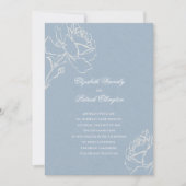 Faux Embossed Roses Blue Formal Classic Wedding 招待状 (正面)