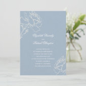 Faux Embossed Roses Blue Formal Classic Wedding 招待状 (スタンド正面)