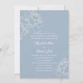 Faux Embossed Roses Blue Formal Parents Wedding 招待状 (正面)