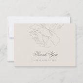 Faux Embossed Roses Ecru Classic Formal Wedding サンキューカード (正面)