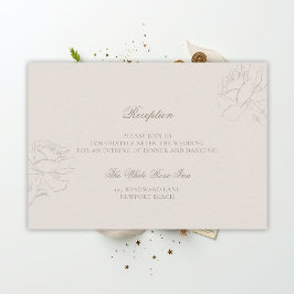 Faux Embossed Roses Ecru Classic Reception Wedding エンクロージャーカード
