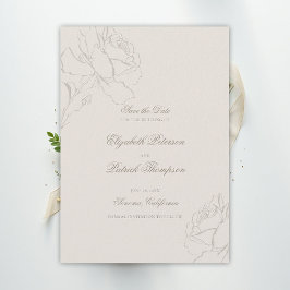 Faux Embossed Roses Ecru Formal Classic Wedding セーブザデート