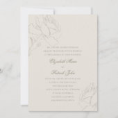 Faux Embossed Roses Ecru Formal Parents Wedding 招待状 (正面)
