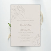 Faux Embossed Roses Ecru Formal Parents Wedding 招待状