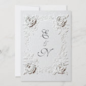  Faux Embossed Roses Elegant Script Formal Wedding 招待状 (裏面)