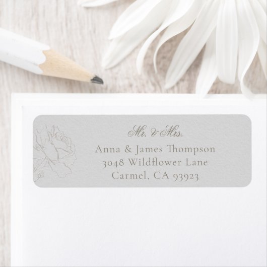 Faux Embossed Roses Ivory Classic Wedding Response ラベル (インサイチュ)