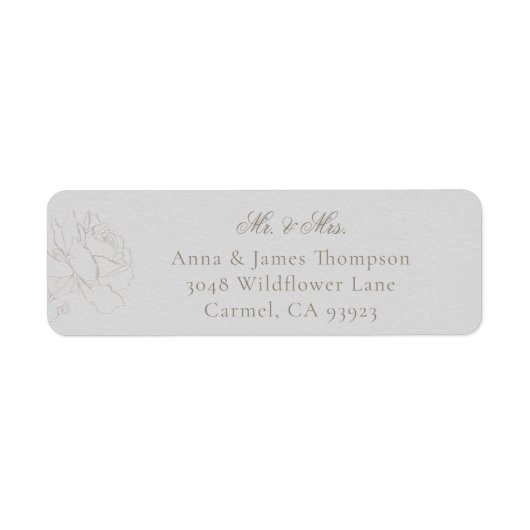 Faux Embossed Roses Ivory Classic Wedding Response ラベル (正面)