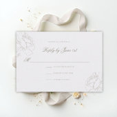Faux Embossed Roses Pearl Classic Wedding 出欠カード