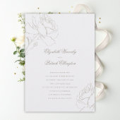 Faux Embossed Roses Pearl Formal Classic Wedding 招待状