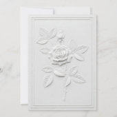 Faux Embossed White Rose Formal Wedding 招待状 (裏面)