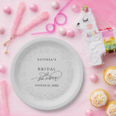 Faux Embossed White Roses Bridal Shower  ペーパープレート (パーティー)