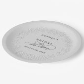 Faux Embossed White Roses Bridal Shower  ペーパープレート (アングル)